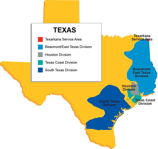 Texas Natural Gas Tariff Map